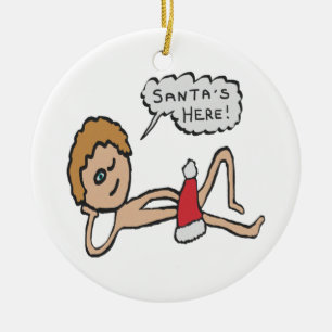 Décoration En Céramique Père Noël drôle ici Humour de Noël