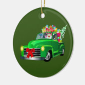 Décoration En Céramique Père Noël en Camion Pickup Vert (Gauche)