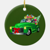 Décoration En Céramique Père Noël en Camion Pickup Vert (Dos)