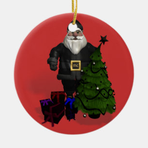 Décoration En Céramique Père Noël En Cuir Noir
