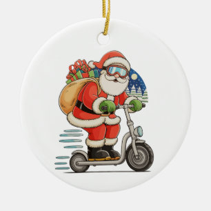 Décoration En Céramique Père Noël équitation Scooter Noël Famille correspo