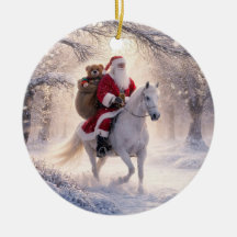 Père Noël et cheval Mignon Sac de jouets enneigés