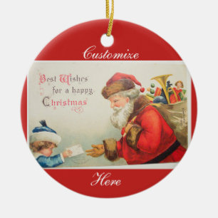 Décoration En Céramique Père Noël et garçon Noël de la nostalgie vintage