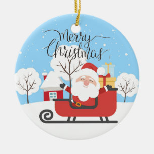 Décoration En Céramique Père Noël et Sleigh