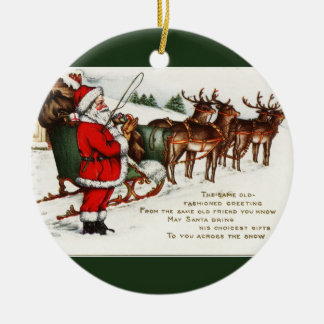 Décoration En Céramique Père Noël et Sleigh avec l'ornement du cercle de r