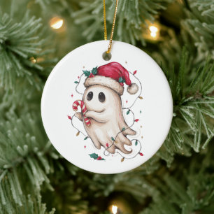 Décoration En Céramique Père Noël Fantôme de Noël Chapeau Bonbon Canne Lum