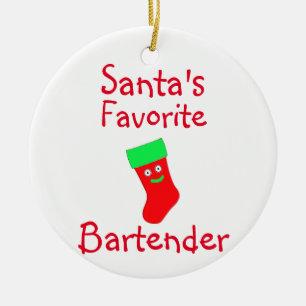Décoration En Céramique Père Noël Favori Bartender Ornament en céramique