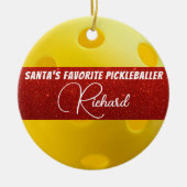 Décoration En Céramique Père Noël Favori Pickleballer Pickleball Jaune (Devant)