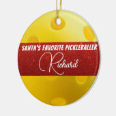 Décoration En Céramique Père Noël Favori Pickleballer Pickleball Jaune (Gauche)