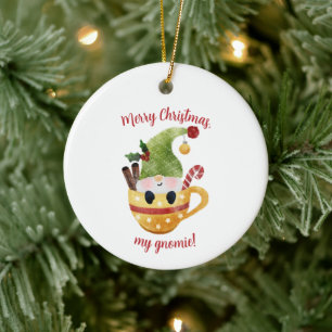 Décoration En Céramique Père Noël Gnome Aquarelle