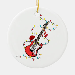 Décoration En Céramique Père Noël guitare électrique musique Noël amateur