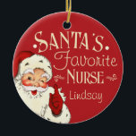 Décoration En Céramique Père Noël Infirmière préférée<br><div class="desc">Jetez un coup d'oeil à cet adorable rétro personnalisé "Père Noël Favorite Nurse" article! Pourquoi ne pas en obtenir une pour l'infirmière qui prend soin de l'être cher?</div>