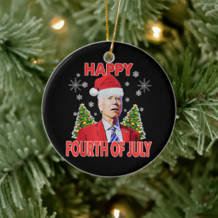 Décoration En Céramique Père Noël Joe Biden Joyeux 4 juillet Noël drôle