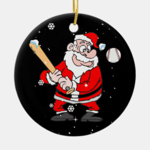 Décoration En Céramique père Noël Jouant Au Baseball Pyjama Chemise Base