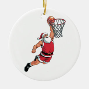 Décoration En Céramique Père Noël jouant au basket-ball Amoureux du sport