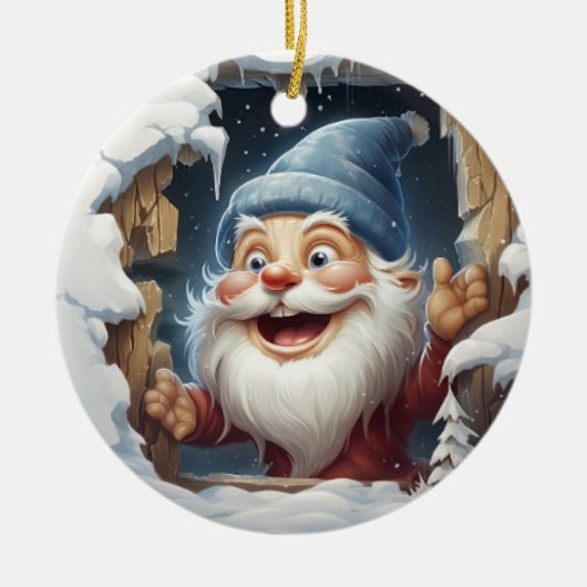 Décoration En Céramique Père Noël joyeux personnalisé en 3D (Devant)
