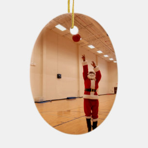 Décoration En Céramique Père Noël lançant des paniers