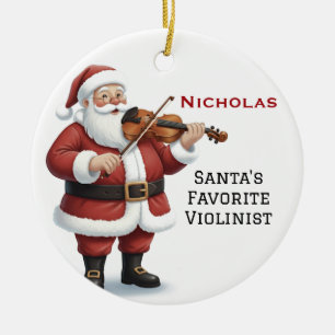 Décoration En Céramique Père Noël mignon personnalisé jouant du violon