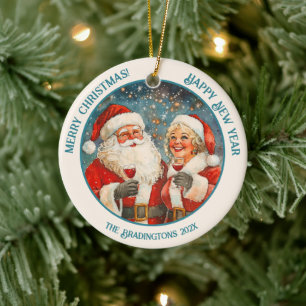Décoration En Céramique Père Noël Mme Claus Noël Nouvel An