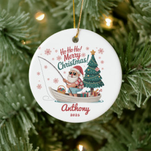 Décoration En Céramique Père Noël Pêcheur Noël
