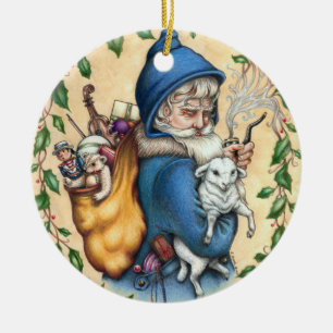 Décoration En Céramique Pere Noel PÈRE CHRISTMAS ORNAMENT Round