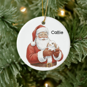 Décoration En Céramique Père Noël personnalisé avec un lapin Holland Lop