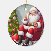 Décoration En Céramique Père Noël personnalisé manger des cookies Noël (Gauche)