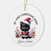 Décoration En Céramique Père Noël personnalisée Black Kitten Premier Noël (Gauche)