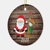 Décoration En Céramique Père Noël Reindeer 2020 Masque visage Covid Wood (Gauche)
