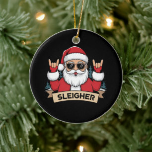 Décoration En Céramique Père Noël Rockeur de Noël Traîneau de Noël 