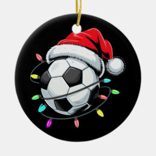 Décoration En Céramique Père Noël Soccer Balle de Noël Lumières Enfants Ga
