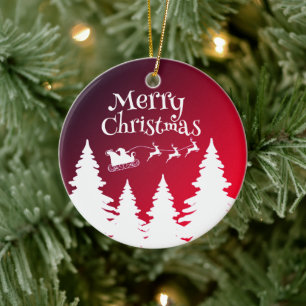 Décoration En Céramique Père Noël sur l'ornement de Sleigh - Arbre de Noël