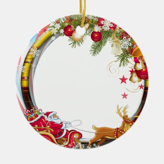 Décoration En Céramique Père Noël sur son chemin (Devant)