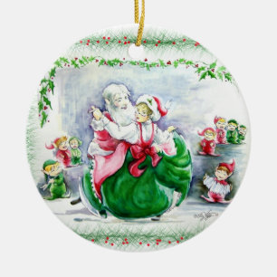 Décoration En Céramique Père Noël valsant et Mme Claus Ornament