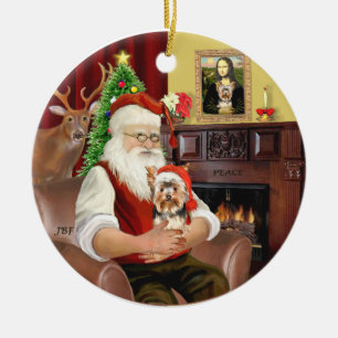 Décoration En Céramique Père Noël Yorkshire Terrier #17