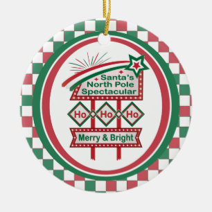 Décoration En Céramique Père Noël's Retro Marquee - Ho Ho Ho Joyeux et lum