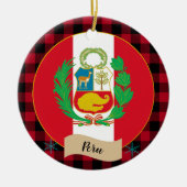 Décoration En Céramique Pérou, Plaid de buffle rouge & Drapeau péruvien (Devant)