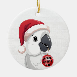 Décoration En Céramique Perroquet Chapeau de Père Noël Mignon  Noël Rouge 