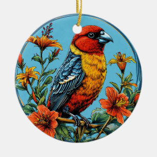 Décoration En Céramique Perroquet mandrinier oiseau coloré