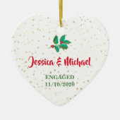 Décoration En Céramique Personalised Engaged Gold Stars Holly Red Green (Devant)