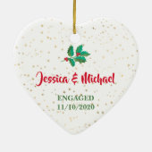 Décoration En Céramique Personalised Engaged Gold Stars Holly Red Green (Dos)