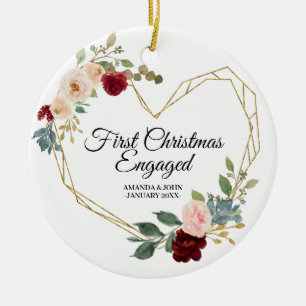 Décoration En Céramique Personalised First Christmas Engaged ornament