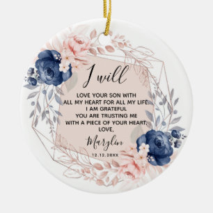 Décoration En Céramique Personalised Mother of the Groom Peach and Blue