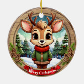 Décoration En Céramique Personalizable cute reindeer character Art 🦌🎄 (Dos)