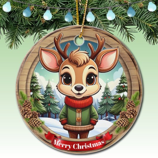 Décoration En Céramique Personalizable cute reindeer character Art 🦌🎄