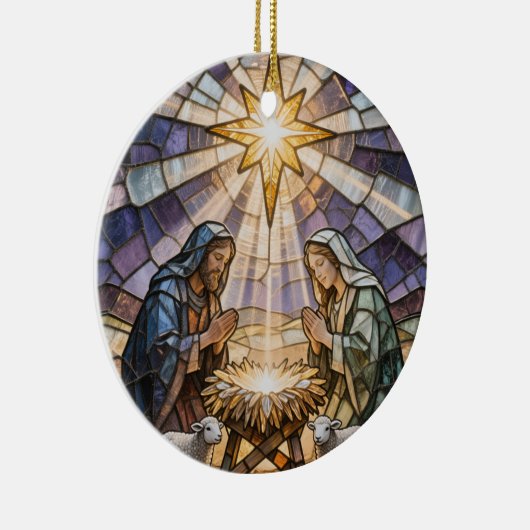 Décoration En Céramique Personalize Stained Glass Nativity Scene Christmas (Droite)