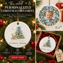Personalized Baby Boy First Christmas Photo