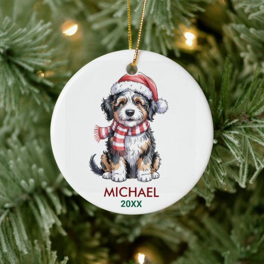 Décoration En Céramique Personalized Bernedoodle Dog Christmas (Arbre)