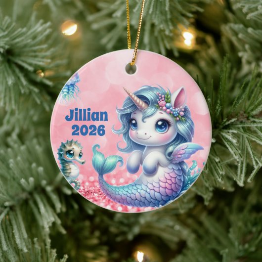 Décoration En Céramique Personalized Child Name Unicorn Ornament (Arbre)