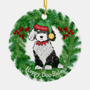 Décoration En Céramique Personalized Christmas Elf Sheepadoodle